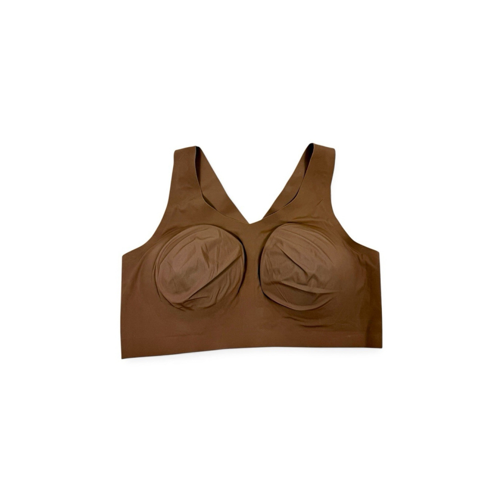 Evelyn & Bobbie THE DEFY BRA Brown Wireless Pullover Size XL